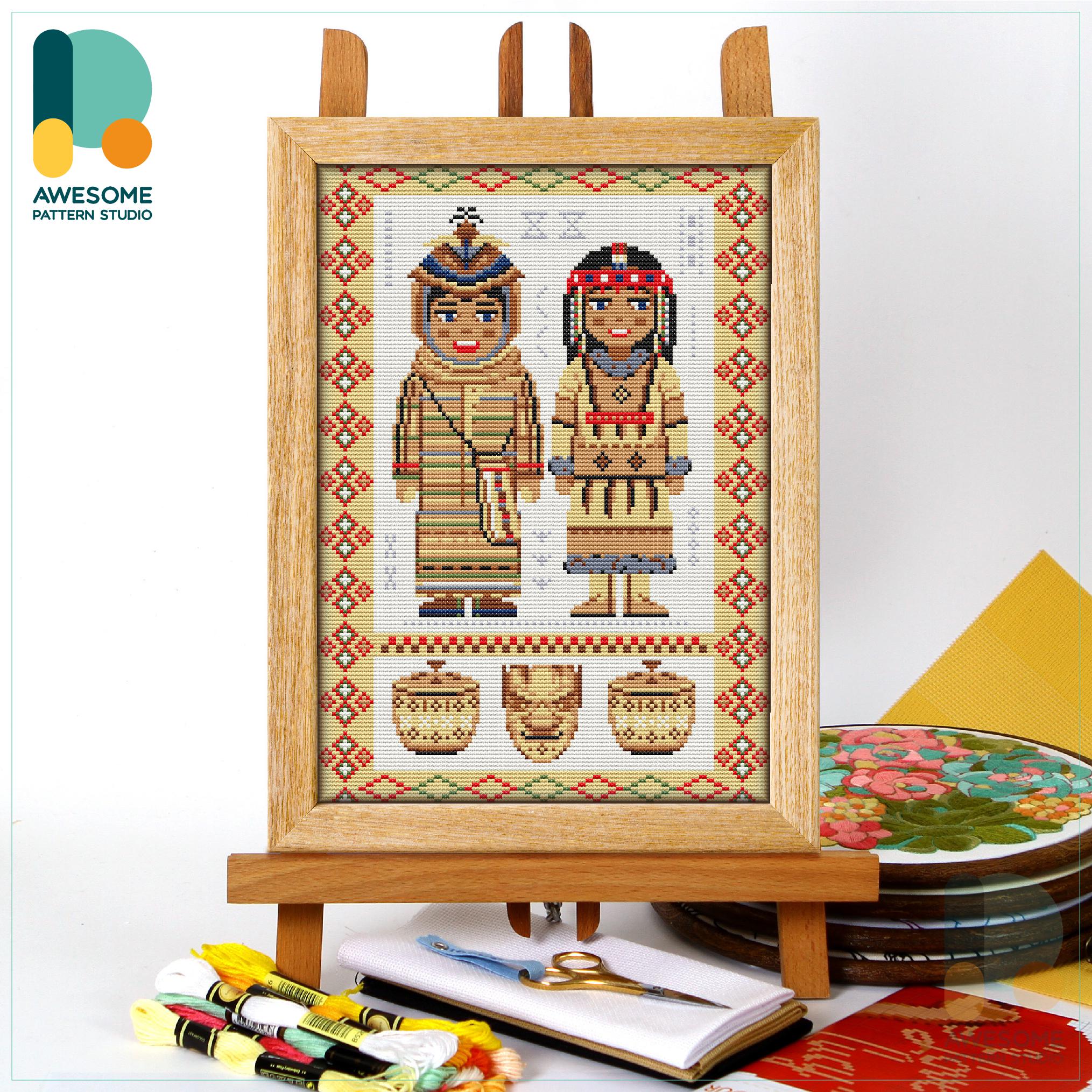Traditional Aleut Attire Cross Stitch Pattern and Kit: Modern Cross ...