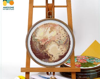 Pluto Stitch Art Cross Stitch Pattern and Kit - Modern Cross Stitch Needlework Art for Unique Embroidery Sampler, CS862