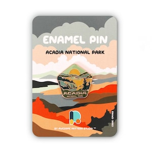 Enamel Pin - Acadia National Park. Hard Enamel Pin, Enamel Pin Display, Pinback Button, Stick Pins,  Lapel Pin, Acrylic Pin