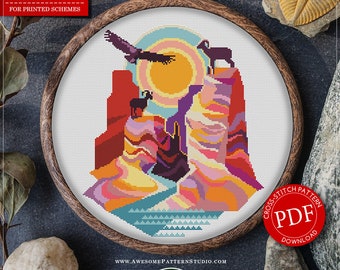 Grand Canyon National Park #P334 Embroidery Cross Stitch Pattern Download | Cross Stitch Patterns | Embroidery Kits | Stitch Design
