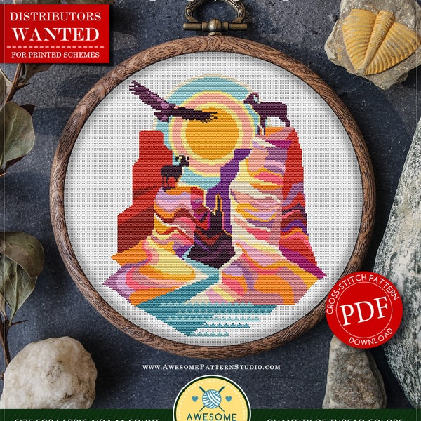 Grand Canyon National Park #P334 Embroidery Cross Stitch Pattern Download | Cross Stitch Patterns | Embroidery Kits | Stitch Design