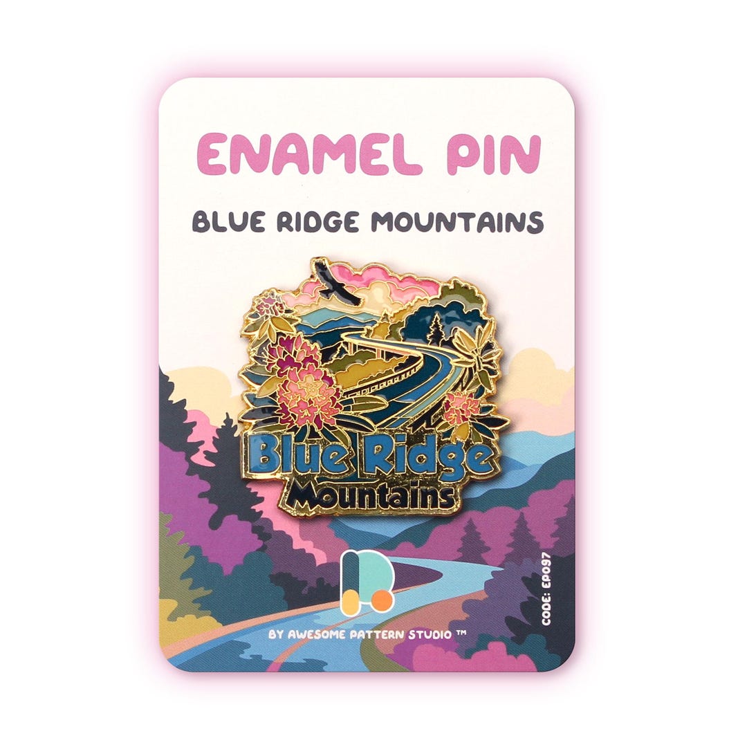 Oh Ridge Pin Blue Ridge Mountains Enamel Pin – Hard Enamel Landscape Lapel Pin ...