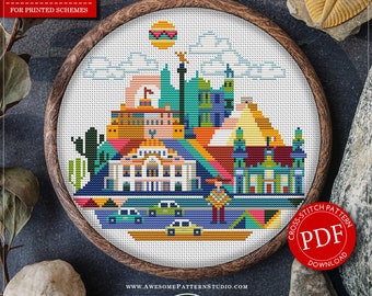 Mexico #P158 Cross Stitch Embroidery Pattern Instant Download | Cross Stitch Patterns | Embroidery Kits | Embroidery Designs