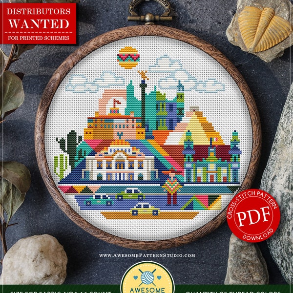 Patrón de bordado de punto de cruz México #P158 Descarga instantánea / Patrones de punto de cruz / Kits de bordado / Diseños de bordado