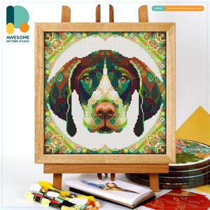 Pointer Cross Stitch Pattern and Kit: Modern Needlework Art, Simple Embroidery Sampler, CS778 CS778-1(120 x 120)