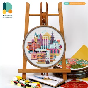 Plovdiv, Bulgaria, Europe Cross Stitch Pattern and Kit: Modern Needlework Art with PDF Pattern and Simple Cross Stitch Design, CS1958