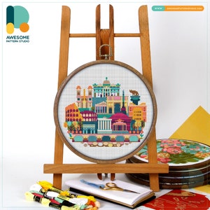 Rome, Italy, Europe Cross Stitch Pattern and Kit: Modern Needlework Art for Beginners and Experts, CS141
