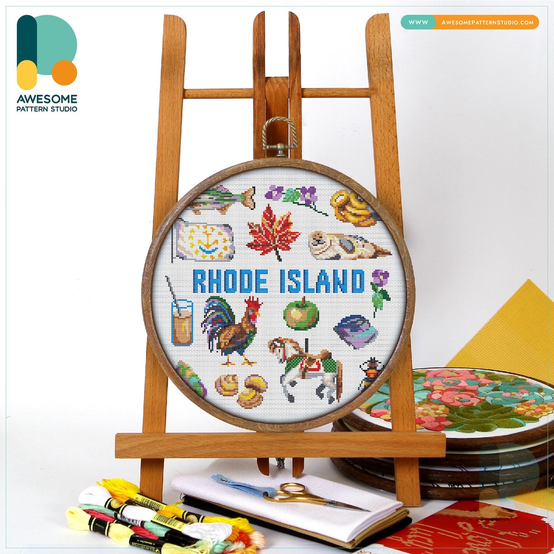 Rhode Island, USA Collection Cross Stitch Pattern and Kit: Modern Cross ...