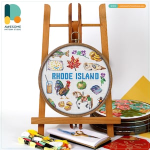 Rhode Island, USA Collection Cross Stitch Pattern and Kit: Modern Cross Stitch Needlework Art for Creative Hoop Art Enthusiasts, CS1917
