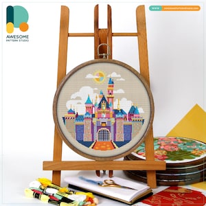 Sleeping Beauty Castle CS512, Counted Cross Stitch Pattern KIT and PDF | Stitch Patterns | Pattern Download | Cross Designs