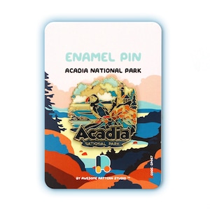 Enamel Pin - Acadia National Park. Hard Enamel Pin, Enamel Pin Display, Pinback Button, Stick Pins,  Lapel Pin, Acrylic Pin