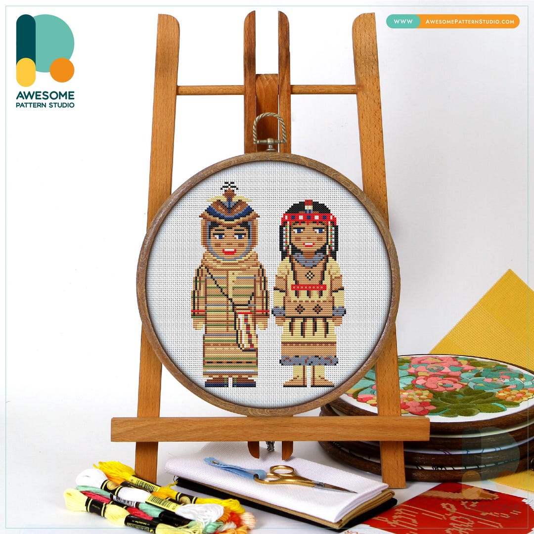Traditional Aleut Attire Cross Stitch Pattern and Kit: Modern Cross ...