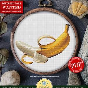 Banana #P106 Cross Stitch Embroidery PDF Pattern Download | Cross Stitch Patterns | Needlepoint | Stitch Design | Cross Designs