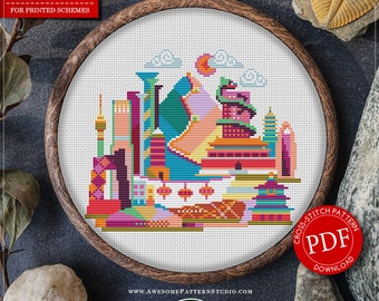 Beijing #P150 Cross Stitch Embroidery PDF Pattern Download | Cross Stitch Kits | Needlepoint Kits | Counted Cross Stitch | Stitch Patterns