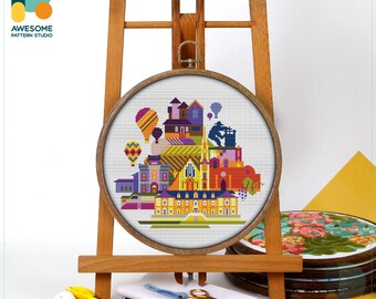 Napa, USA, America Cross Stitch Pattern and Kit - Modern Cross Stitch and Needlework Art for Embroidery Lovers, CS369