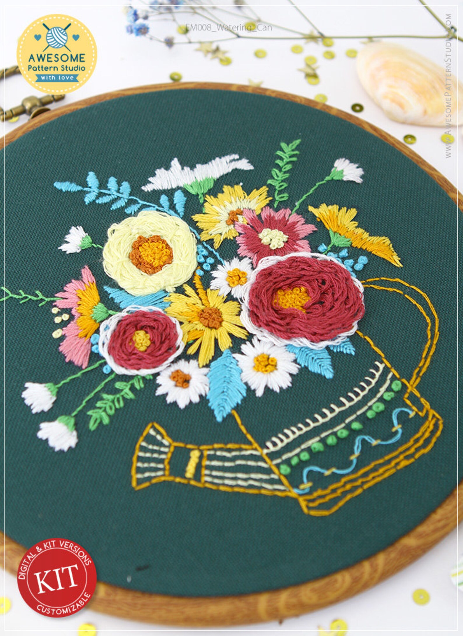 Sassy Sunshine Watering Can Embroidery Sassy Sunshine Watering Can Embroidery