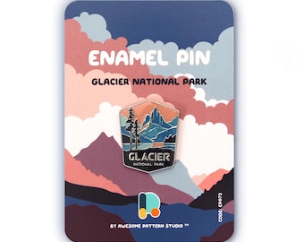Emaille pin - Glacier National Park. Harde emaille pin, emaille pin display, button, speldjes, reversspeld, acryl pin, EP072