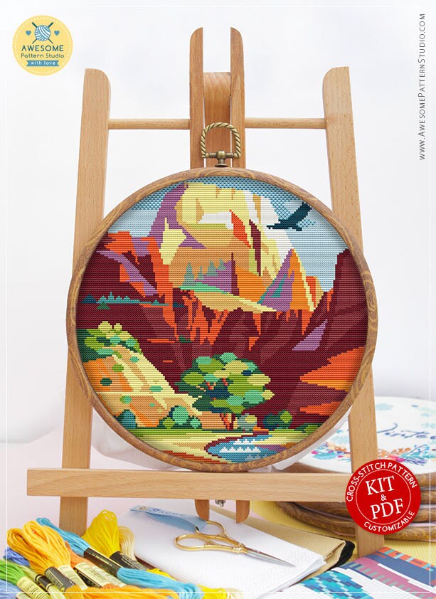Zion National Park Cs468 Counted Cross Stitch Pattern Kit And Etsy