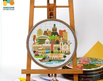 San Juan, Puerto Rico, USA Cross Stitch Pattern and Kit - Modern Cross Stitch, Needlework Art for Hand Embroidery Enthusiasts, CS264