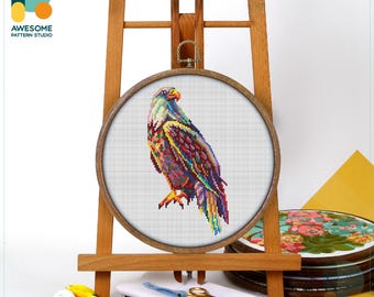 Bald Eagle Cross Stitch Pattern and Kit: Modern Needlework Art for Embroidery Enthusiasts, CS1333