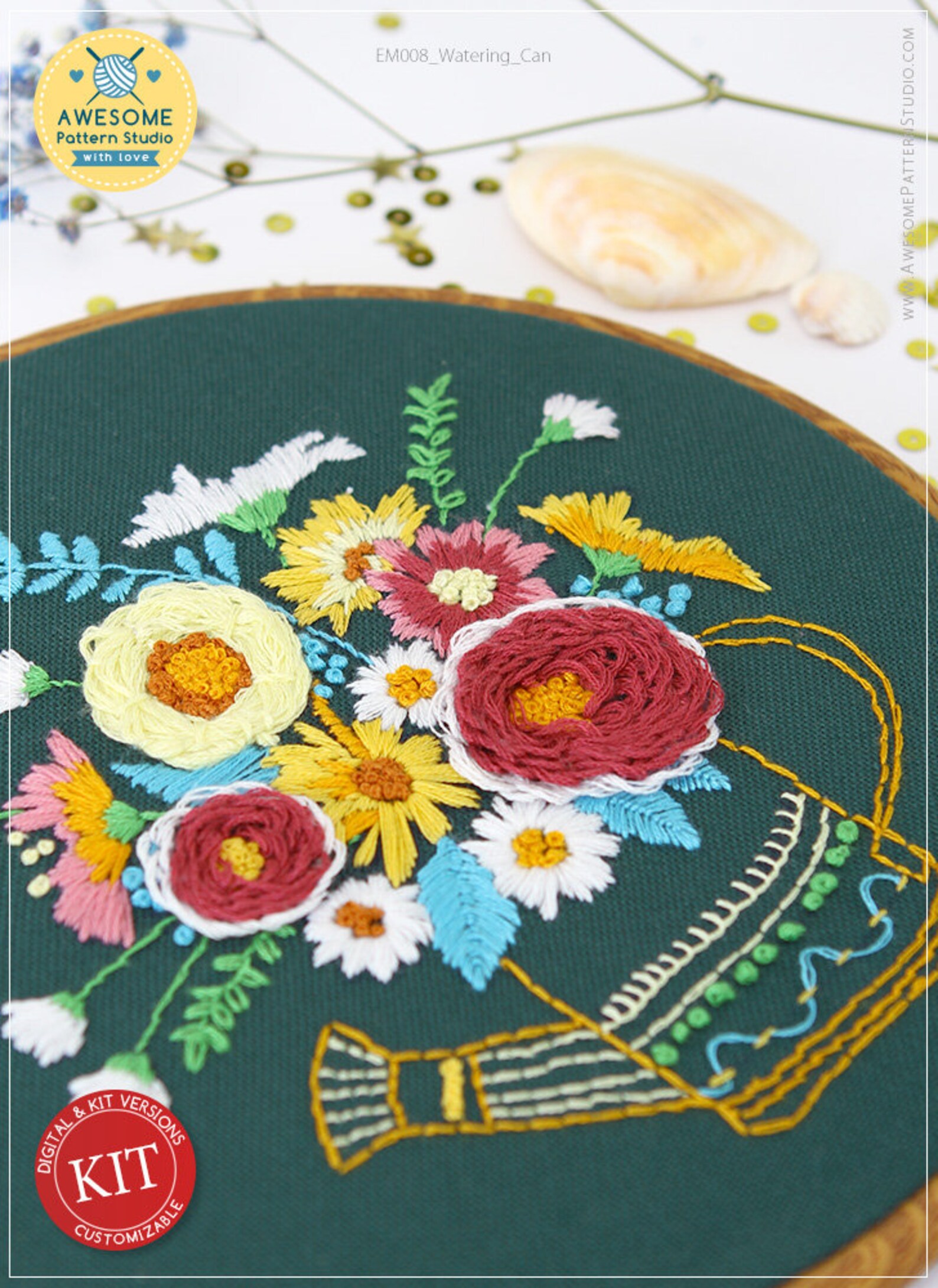 Watering can embroidery em008 embroidery sybju kit and pdf  etsy Watering can embroidery em008 embroidery sybju kit and pdf  etsy