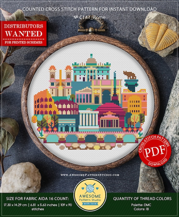 Rome P141 Embroidery Cross Stitch Pattern Download Etsy
