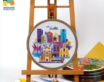 Toledo, Ohio, USA Cross Stitch Pattern and Kit - Modern Needlework Art for DIY Hoop Art or Embroidery Sampler, CS1407