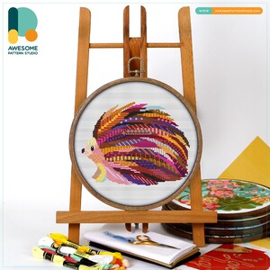 Mandala Hedgehog Cross Stitch Pattern and Kit - Funny Modern Cross Stitch and Hoop Art Embroidery Sampler, CS1261