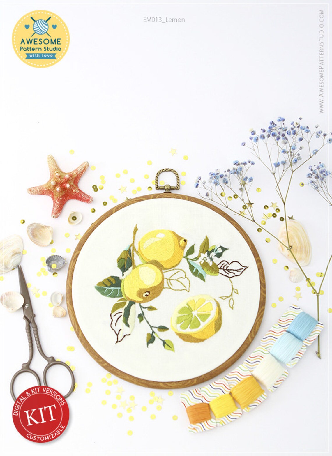 Lemon embroidery em013 embroidery pattern kit and pdf  etsy Lemon embroidery em013 embroidery pattern kit and pdf  etsy