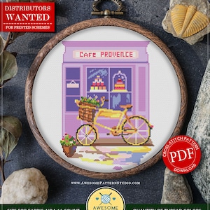 Provence Bike #P735 PDF Cross Stitch Pattern Embroidery Pattern Download | How to Cross Stitch | Needlepoint Kits