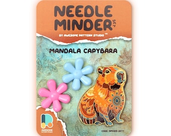 Mandala Capybara Needle Minder – Relaxed Animal Magnetic Needle Holder for Cross Stitch & Embroidery NM089