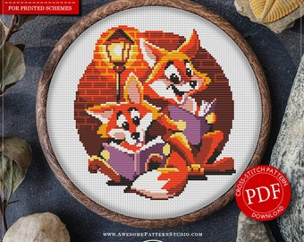 Foxes #P027 Embroidery Cross Stitch PDF Pattern Download | Stitching | Cross Stitch Designs | Counted Cross Stitch | Cross Designs