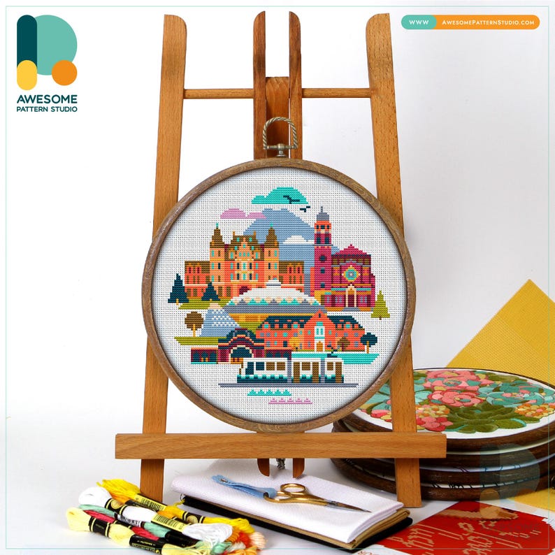 Tacoma, USA, America Cross Stitch Pattern and Kit - Modern Cross Stitch ...