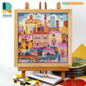 Perugia Italy CS3408, Counted Cross Stitch Pattern KIT and PDF | Embroidery Pdf Pattern Download | Cross Stitch Kits | How To Cross Stitch CS3408-1(120 x 120)
