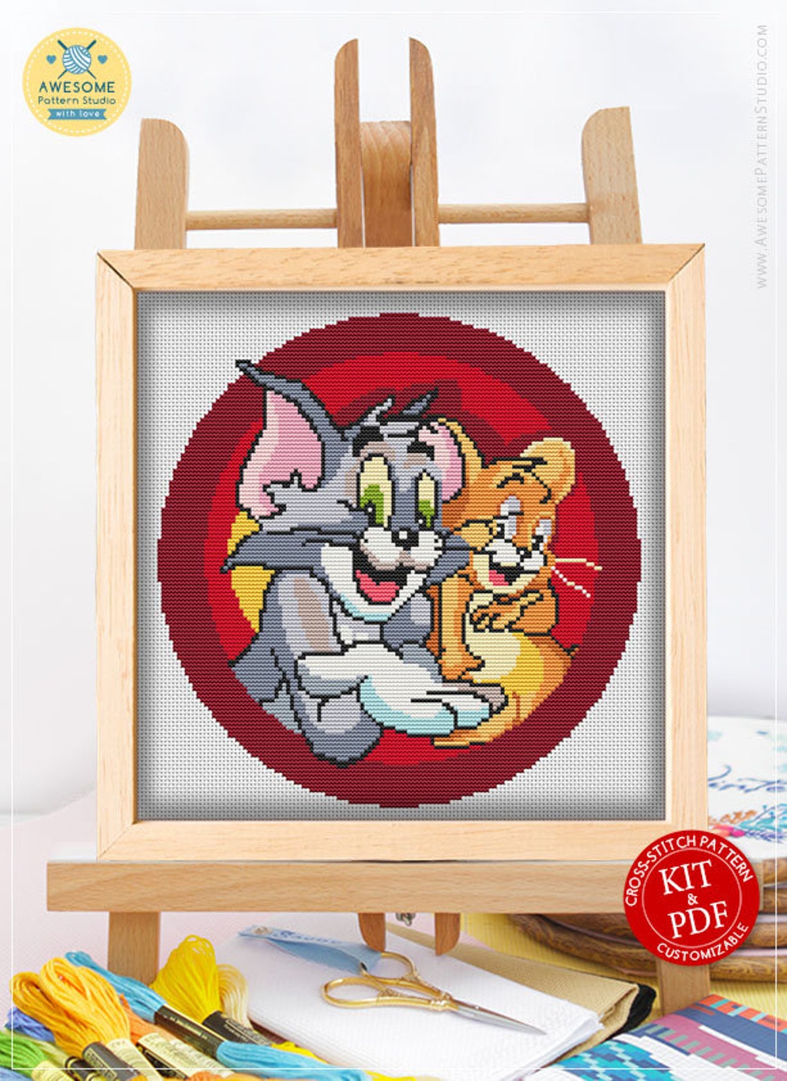Tom and Jerry CS719 Counted Cross Stitch Pattern KIT and PDF Etsy