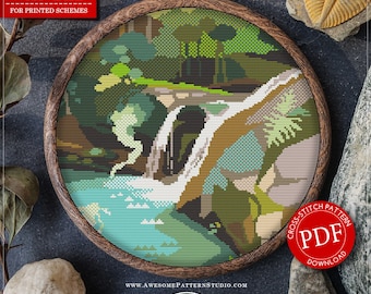 Hot Springs Nationalpark #P454 Kreuzstich Stickmuster Download | Steppnähte | Nadelspitzen Stickpackungen | Stickmuster