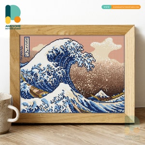 La grande ondata di Kanagawa Katsushika Hokusai DS2203, KIT fai da te per pittura diamante / Kit pittura diamante / Kit arte diamante per adulti