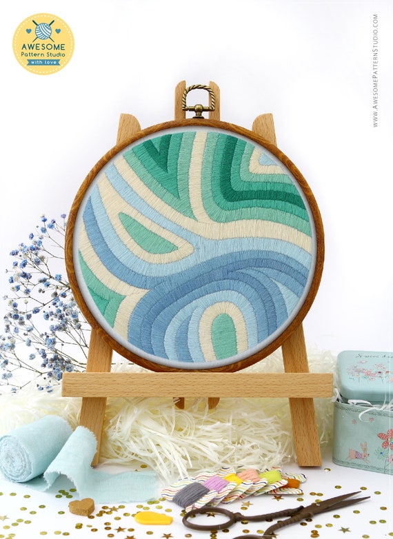 Colored Abstraction EM227, Embroidery Pattern KIT and PDF Gift Kit