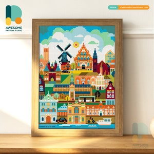 Haarlem Paesi Bassi DS1632, KIT fai da te per pittura diamante / Kit pittura diamante / Kit arte diamante per adulti / Tutti gli articoli inclusi