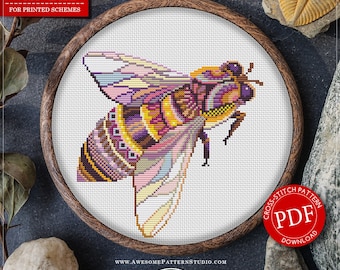 Mandala Bee #P310 Cross Stitch Embroidery Pattern Instant Download | Stitching | Needlepoint Kits | Embroidery Designs | Cross Designs