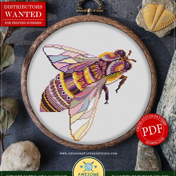 Mandala Bee #P310 Cross Stitch Embroidery Pattern Instant Download | Stitching | Needlepoint Kits | Embroidery Designs | Cross Designs