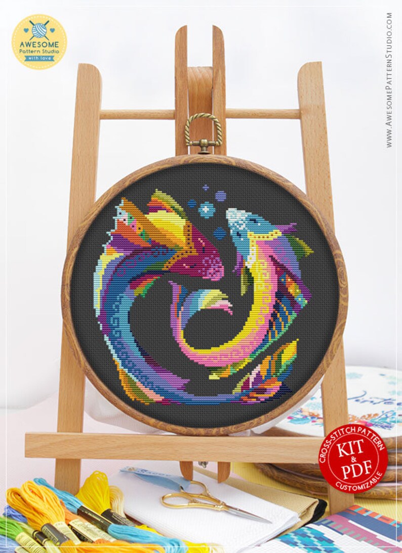 Pisces CS122 Counted Cross Stitch Pattern KIT and PDF Etsy