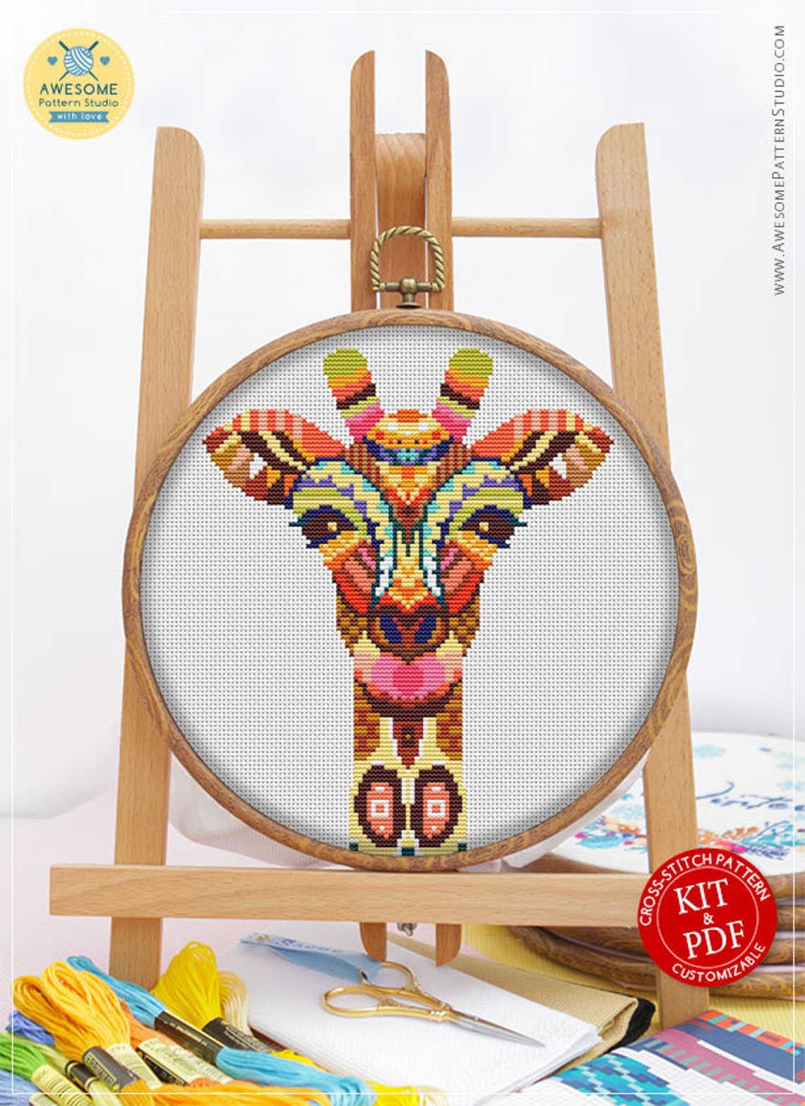 Mandala Giraffe CS591 Counted Cross Stitch Pattern KIT and Etsy