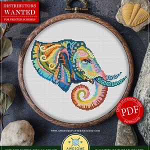 Mandala Elephant #P184 Embroidery Cross Stitch PDF Pattern Download | Stitching | How To Cross Stitch | Counted Cross Stitch