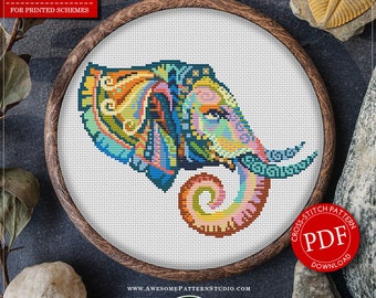Mandala Elephant #P184 Embroidery Cross Stitch PDF Pattern Download | Stitching | How To Cross Stitch | Counted Cross Stitch