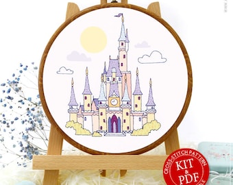 Sleeping Beauty Castle Embroidery Kit and Pattern: 3D Embroidery Art for Adult Crafts, Boho Decor, and Custom Embroidery Delight