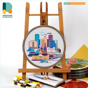 Edmonton, Canada, Cross Stitch Pattern and Kit Modern Cross Stitch Needlework Art, CS919