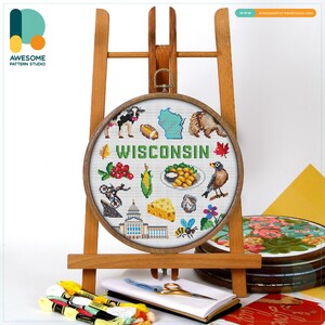 Wisconsin, USA Collection Cross Stitch Pattern and Kit: Modern Cross Stitch and Embroidery Sampler for Unique Needlework Art, CS1927