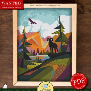 Rocky Mountain National Park  #P422 Embroidery Cross Stitch Pattern Download | Stitching | Cross Stitch World | Cross Pattern
