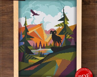 Rocky Mountain National Park  #P422 Embroidery Cross Stitch Pattern Download | Stitching | Cross Stitch World | Cross Pattern